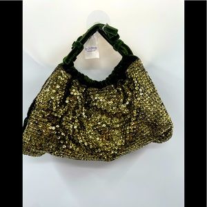 Green velvet purse vintage